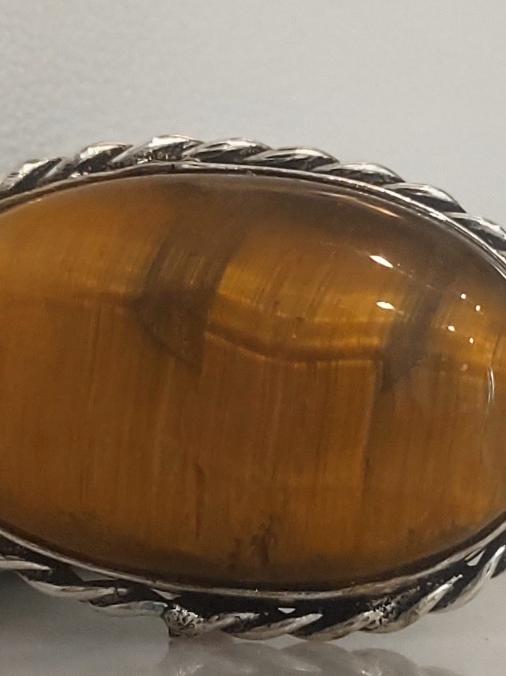 Sterling Silver Tiger's Eye Ring in Golden Brown